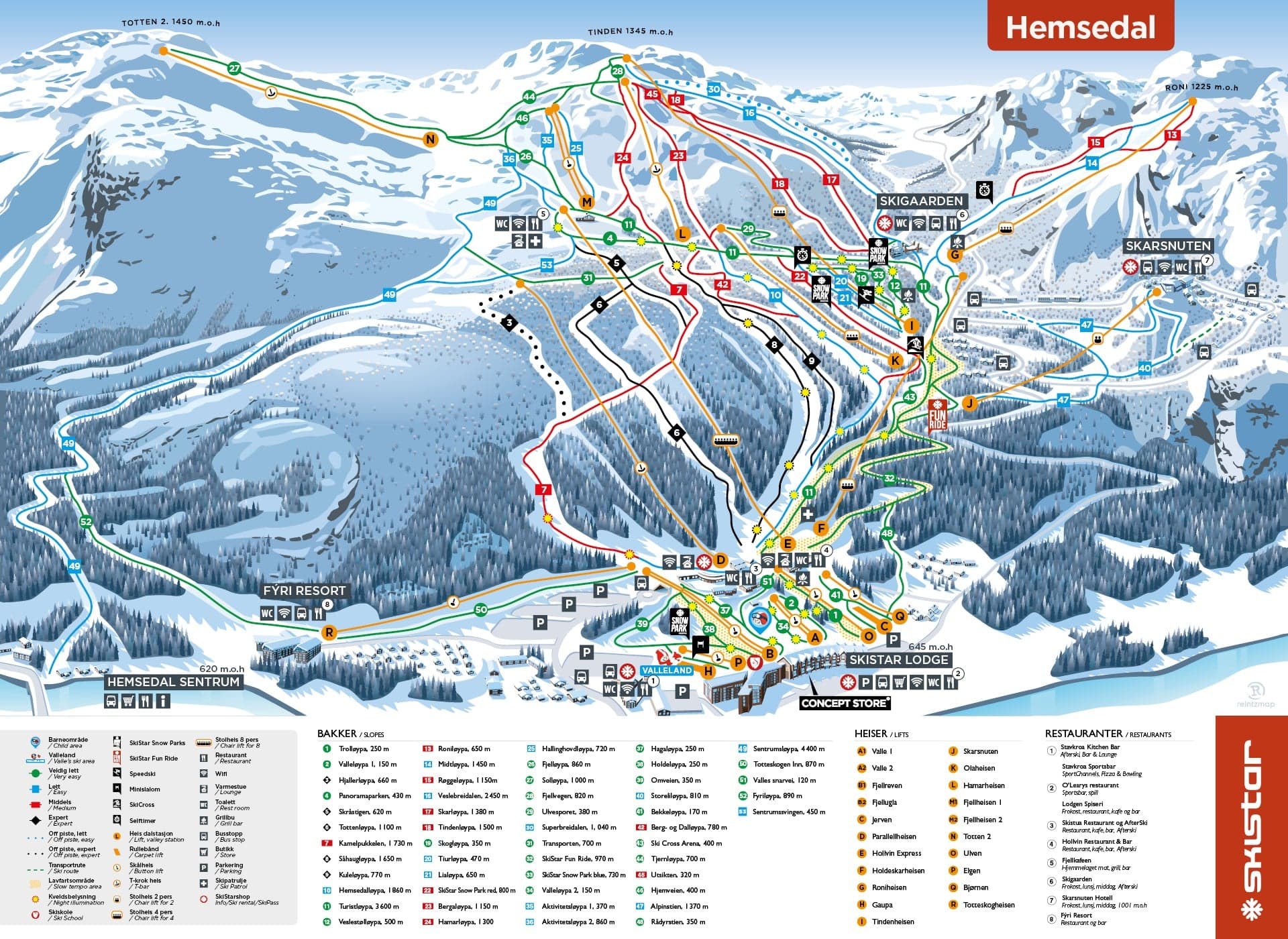 Hemsedal ski map